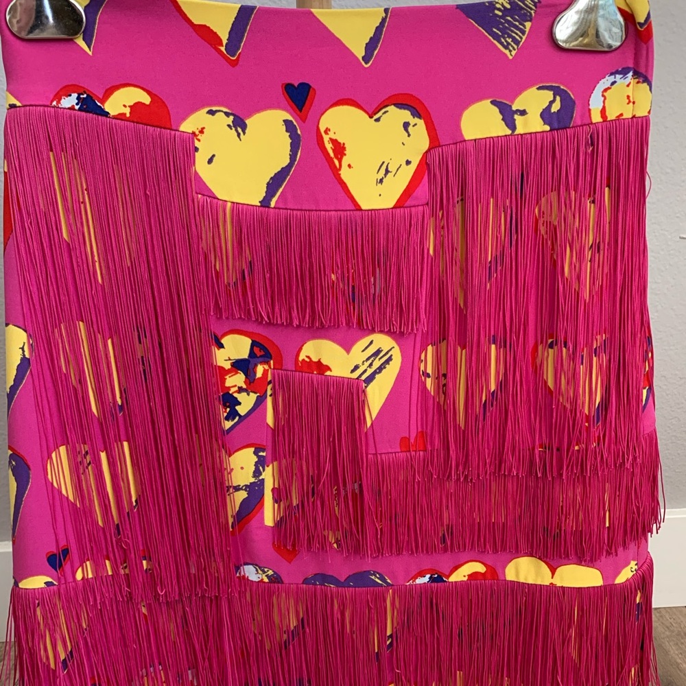 Versace for H&M heart print fringe skirt
